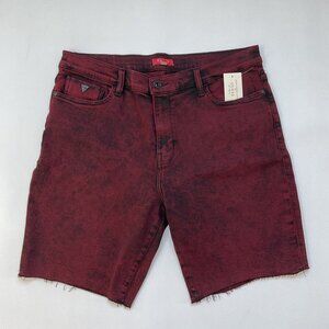 Guess Men's Slim Denim Shorts Destroy Super Stretch Dye Red Comfort Size 40